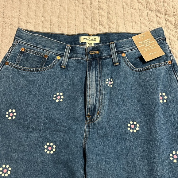 NWT MADEWELL The Perfect Vintage Stamped Floral Wide-Leg Cropped Jeans - Picture 3 of 4